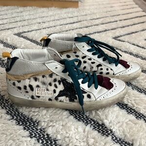 Golden Goose Midstar RARE fur pattern with glitter accents Size 37